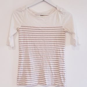 J Crew Beige painter T Quarter sleeve Top